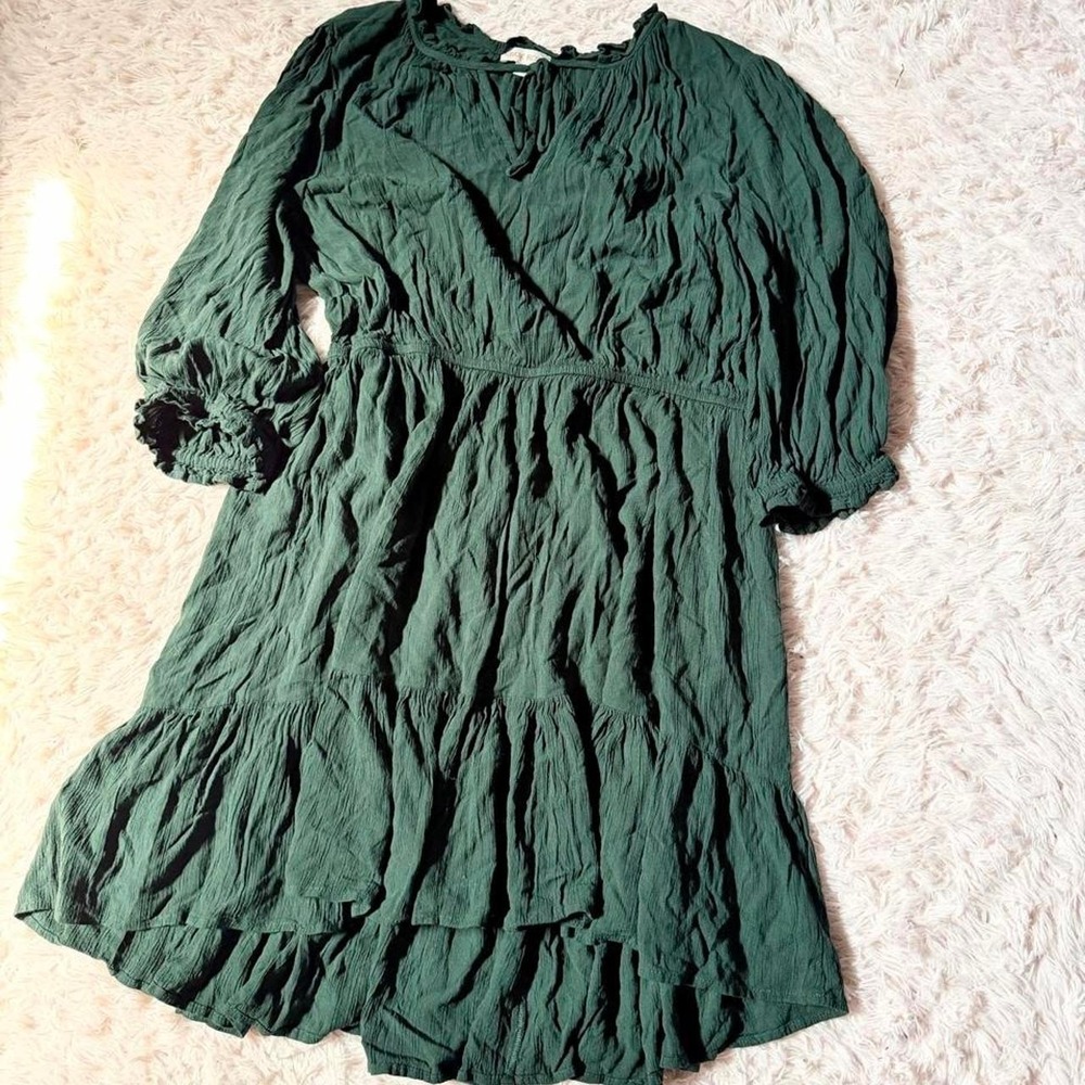 Cottage Core Earthy Peasant Prairie Tiered Boho Forest Fairy Dress Womens XL